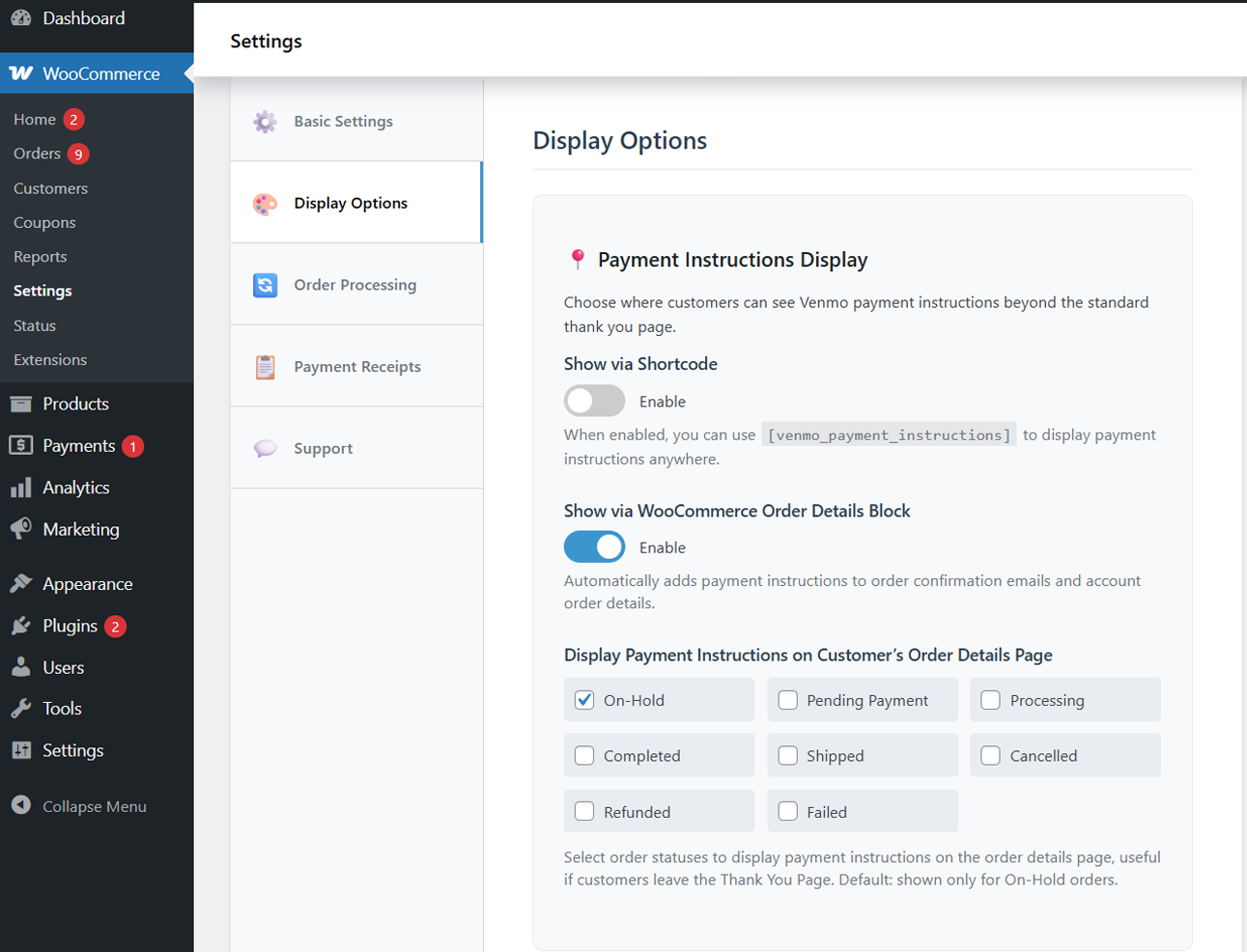 Flexible Payment Display Options
