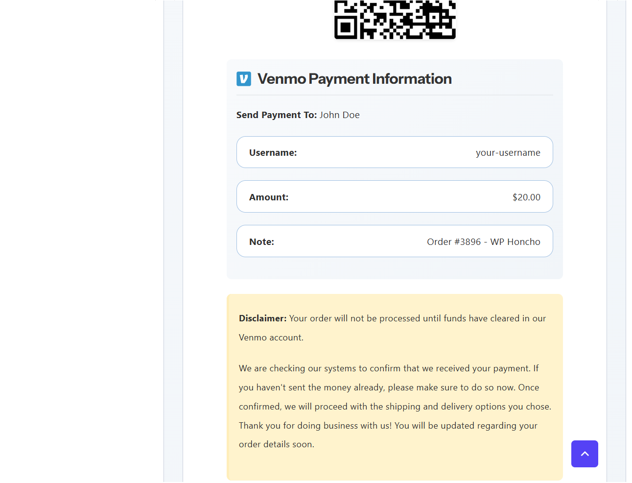 Clear Payment Instructions